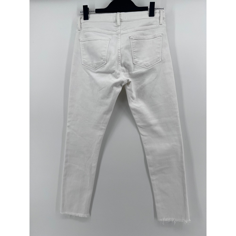 Frame Denim Le Garcon Crop White Slim Boyfriend Jeans Raw Hem Size 25 - Picture 3 of 5